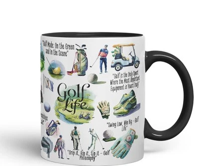 VIXAR Golf Life Golfer Sport Ceramic Coloured Mug Cup for Tea Coffee 330ml 11Oz