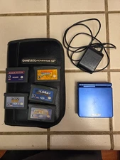 Nintendo Gameboy Advance SP Cobalt Blue with Charger and Games Bundle