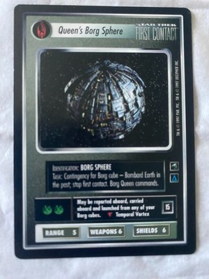 Star Trek CCG 1E First Contact QUEEN'S BORG SPHERE Rare Card (MP)