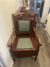 Antique Commode Seat with Chamber Pot Age-Related Design
