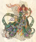 Celtic Angel Completed Cross Stitch Red Head Beauty Harp Green Gown Arts Crafts