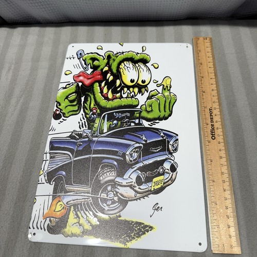 🔥Rat Fink Metal Sign Monster Chevy Ford Mercury Art Pickup Hot Rod Truck 8”x12” - Picture 5 of 8