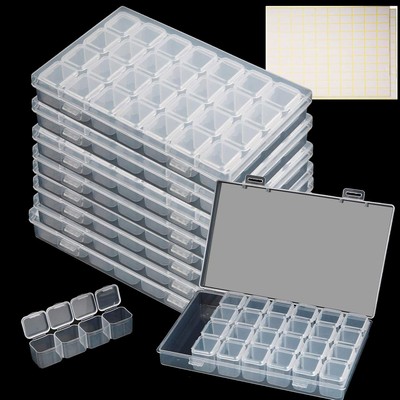 KINJOEK 8 Pack 28 Grids Diamond Paint Storage Boxes, 224 Slots 8PCS 224Slot 