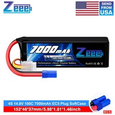 Zeee 4S Lipo Battery 7000mAh 14.8V 100C EC5 SoftCase for RC Car Truck Tank