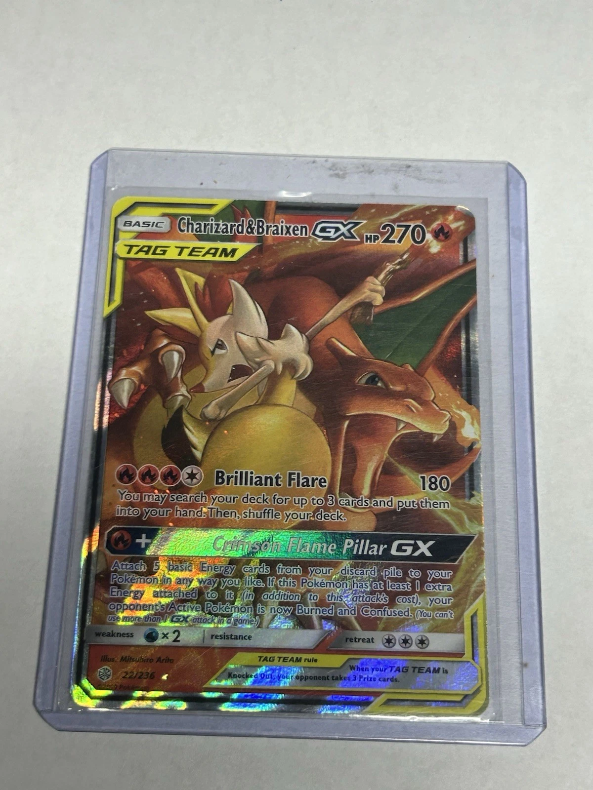 Pokémon TCG Charizard & Braixen GX Holo Ultra Rare Cosmic Eclipse