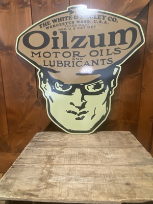 #ad #ad OILZUM Motor Oils amp; Lubricants Advertising Sign Gas amp; Oil Beige Black Green $49.00