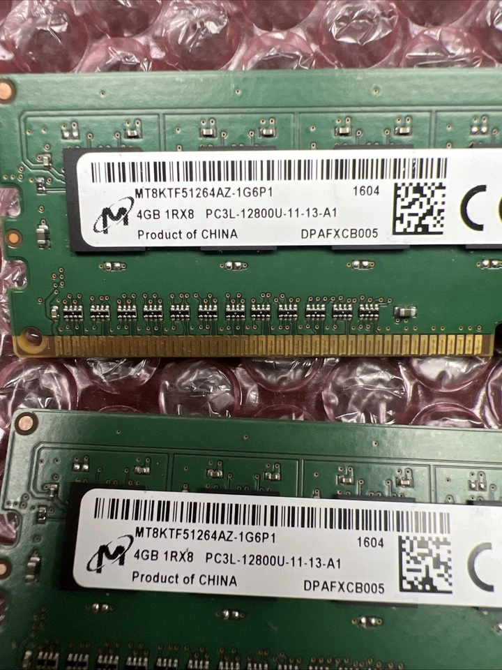 2 X Micron 4GB 1RX8 PC3L-12800U-11-13-A1 Desktop RAM MT8KTF51264AZ-1G6P1 - Image 3 of 4
