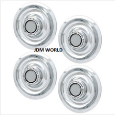 4 Pc Chrome Chevy Gm Rally Wheel Center Hub Caps Disc Brake Rim Covers Trim Ring