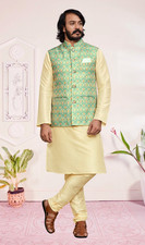 Men's Indian Kurta, Pajama with Coty / Nehru Jacket 3pcs Set Size 40
