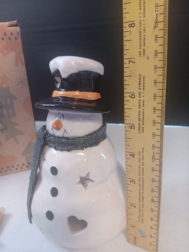"Crazy Mountain" Crackle Snowman Votive Holder from Helena Cook's Heartstrings - Picture 6 of 6