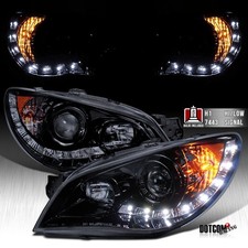 Fit 2006-2007 Subaru Impreza Wrx Led Strip Projector Headlights Pair Black Smoke