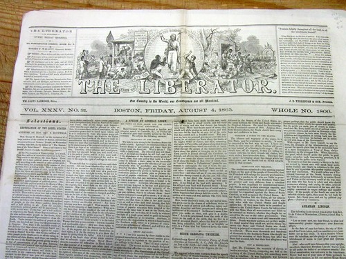 1865 Liberator Anti-slavery newspaper VOTING RIGHTS / SOUTH's CRUELTY to SLAVES