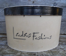 Vintage Original LEADERS FASHIONS Shop Oval Cardboard Hat Box Decorative Prop