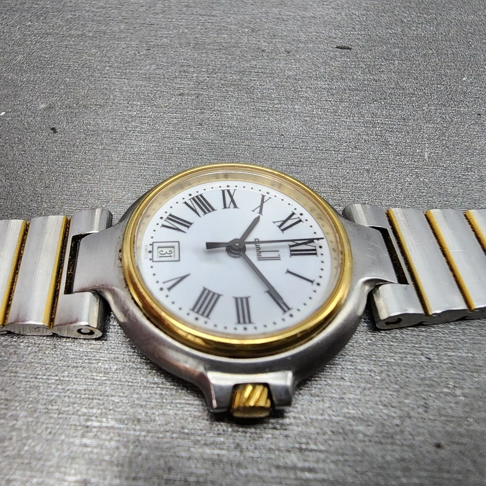 Reloj Dunhill Millennium Mujer 26mm Esfera Blanca Dos Tonos Fecha LEER!! Batería nueva Foto 4 de 4