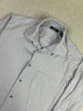 Hugo Boss Shirt Mens 15 32/33 Gray White Stripe Long Sleeve Dress Cotton Casual