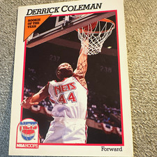 NBA Hoops Derrick Coleman #134 New Jersey Nets Basketball Rookie Card 1990-91. rookie card picture