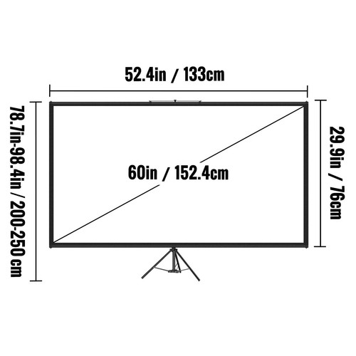 Projector Screen with Stand 60 inch 16:9 4K HD Projection Screen