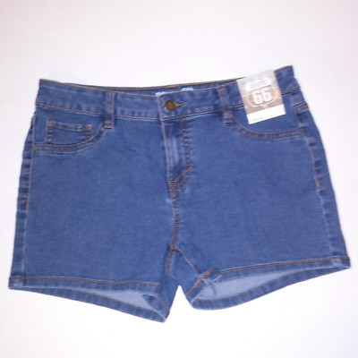 Route 66 Girls Shorts Size 8 Denim Solid Blue Adjustable Waist New