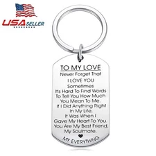 To My Love Keychain Gift for Husband Wife Anniversary Valentines Day Jewelry USA