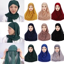 Chiffon Hijab Scarf with Jersey Caps Bonnet Muslim Headscarf for Women Fashion
