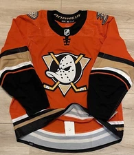 NEW Adidas MiC Authentic Anaheim Ducks Orange Team Issue Jersey Size 54