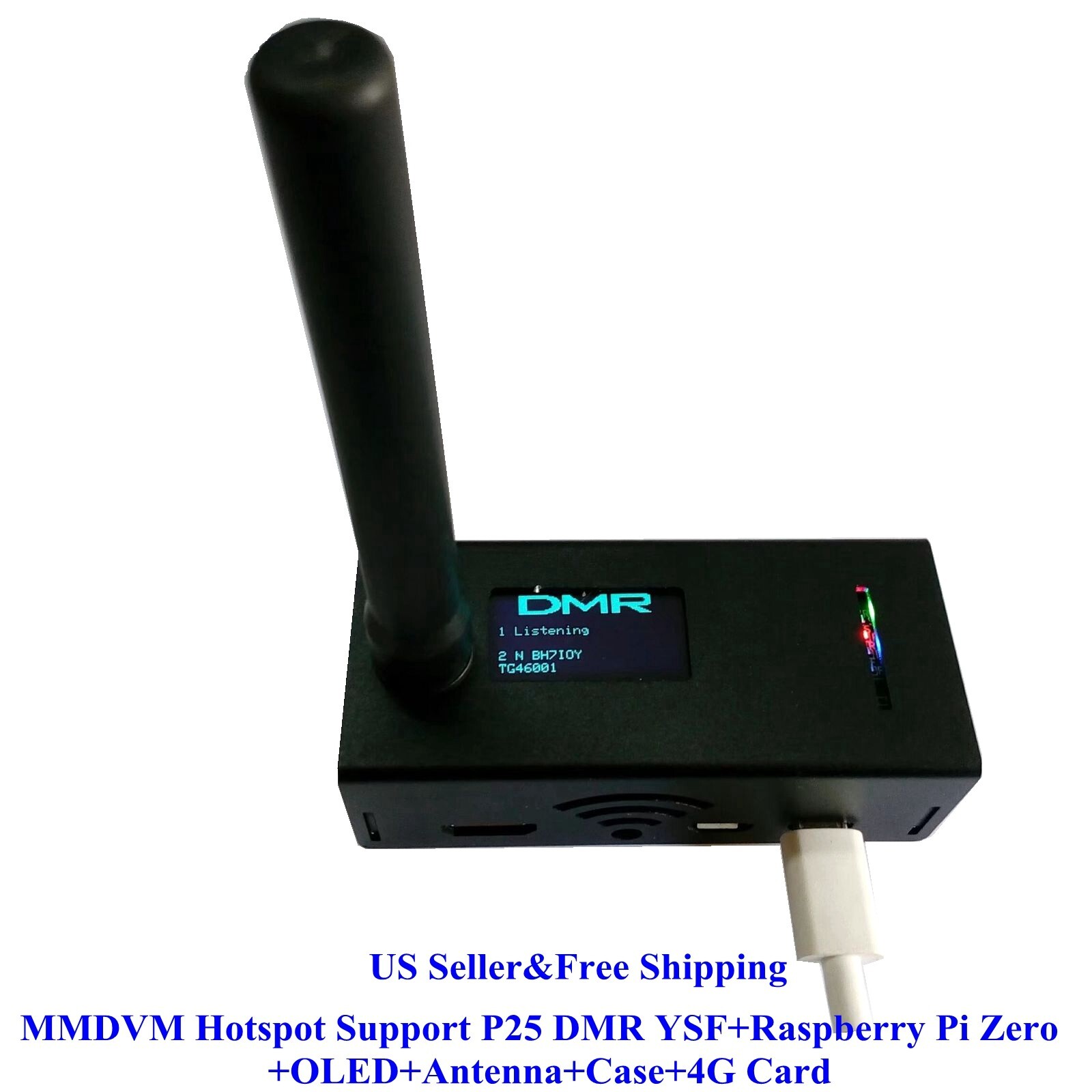 US MMDVM Hotspot Support P25 DMR YSF+Raspberry Pi Zero+OLED+Antenna+Case+4G Card