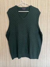 Roundtree Yorke Mens Knit Vest Size XL. Cotton V-Neck Ribbed Green