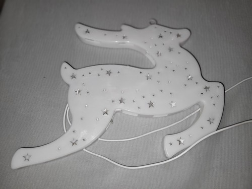 Vintage Christmas Window Silhouettes Light Up Santa Sleigh & 3 Reindeer W/BOX - Picture 5 of 12