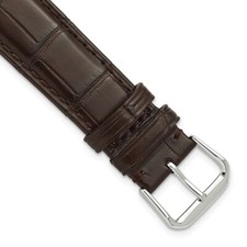 DeBeer 22mm Genuine Matte Alligator Brown Silver-tone Buckle Watch Band