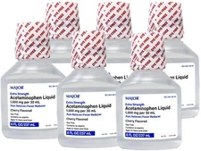 6 Pack MAJOR Extra Strength Acetaminophen Liquid, Cherry, 8 FL OZ, Dye Free