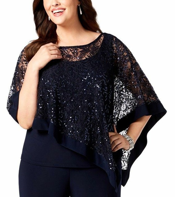 navy sequin top plus size