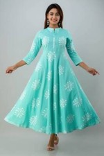 Indian Women green Cotton Kurta Kurti unique comfortable beautiful stylish dress