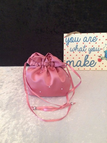 ROSE PINK DUCHESS SATIN DOLLY BAG WEDDING PROM MAID. FLOWER GIRL*UK MADE/SELLER8 - Picture 12 of 15