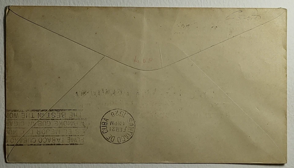 Cubierta de correo aéreo primer vuelo de Santa Domingo 1928 FFC West Indian Aerial Express Foto 2 de 2