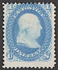 US Sc# 63 *UNUSED NG LH* { 1c BEN FRANKLIN } BEAUTY FROM 1861 SERIE CV$ 100.00