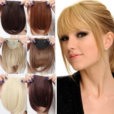 Natural Clip On Bangs Hair Extensions Clip In Hair Thin Fringe Bang NEW As Human