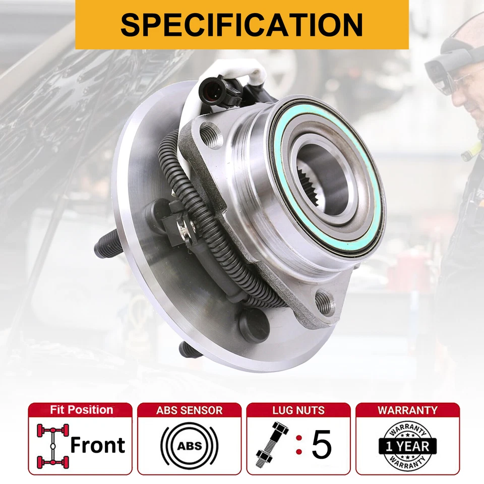 Pair Front Wheel Hub & Bearings 515029 for 2000-2004 Ford F-150 2002-2004 LOBO Foto 2 de 4