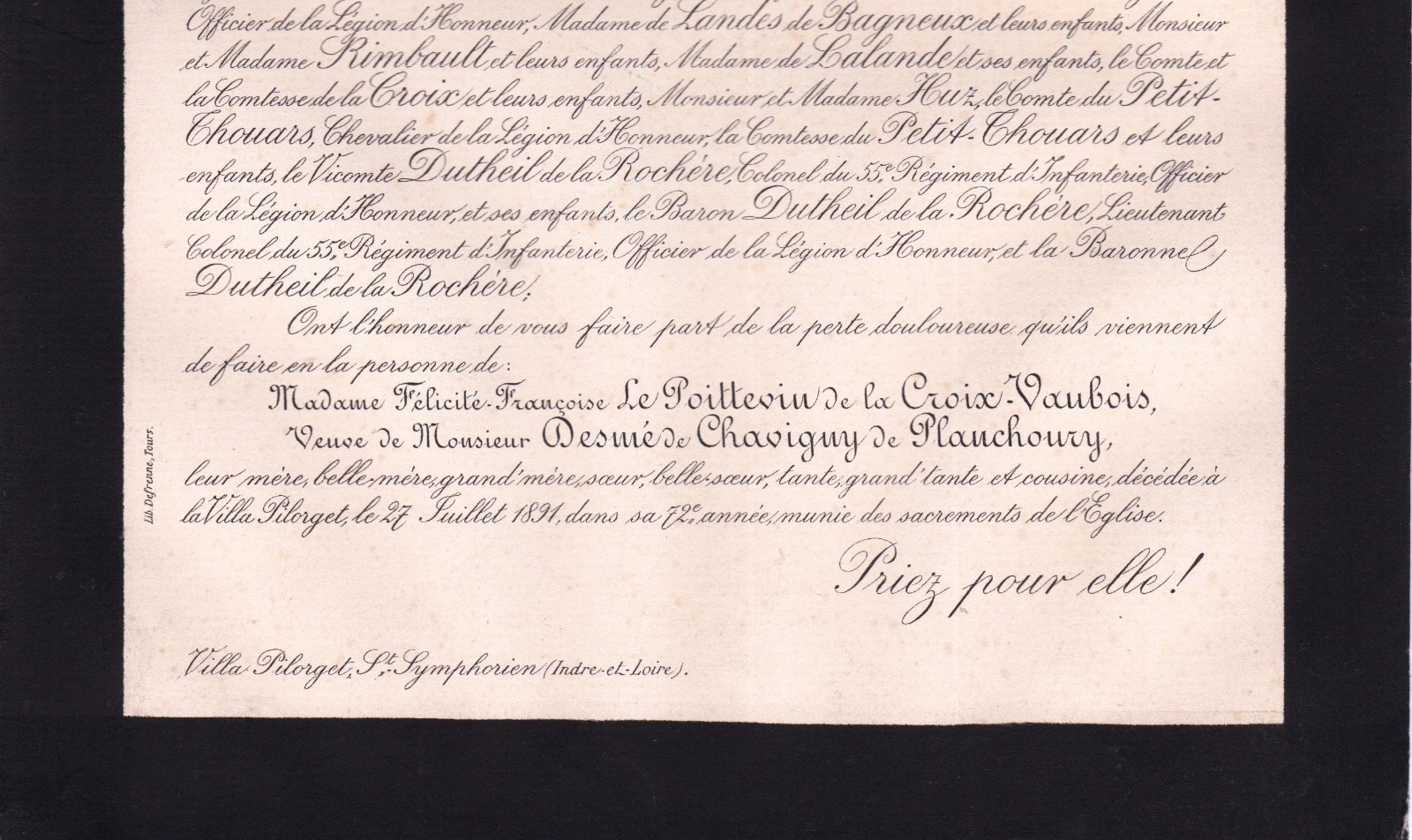 Félicité Le Poittevin De La CroixVaubois Chavigny De Planchoury 1891