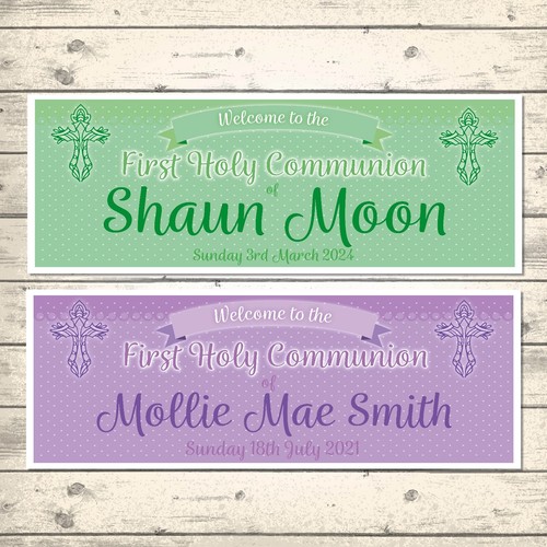 2 BANDERAS PERSONALIZADAS DE PRIMERA SANTA COMUNIÓN - BIENVENIDAS - Imagen 4 de 10