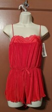 NWT  RED VINTAGE VTG MISS ELAINE PLEATED TEDDY/ROMPER/BODYSUIT-MED-CLEARANCE 