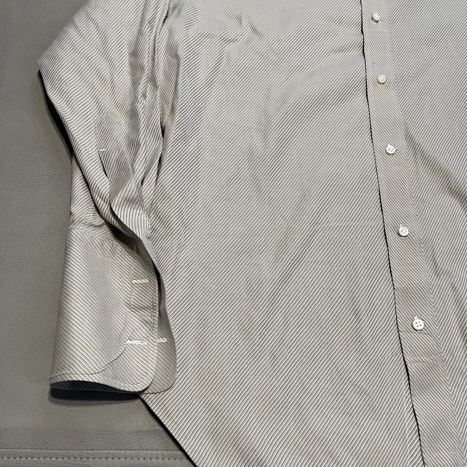 Camisa de vestir Borrelli hecha a mano Italia Neiman Marcus para hombre 15,5 rayas puño francés- Foto 3 de 4