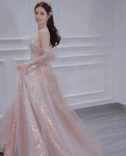 Gorgeous Off Shoulder Glitter Sequins Evening Gown Prom Banquet Princess Dresses