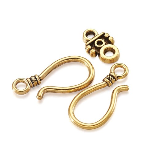 10x antiguos cierres de gancho de aleación dorada para pulseras de cordón de cuero que hallazgos |