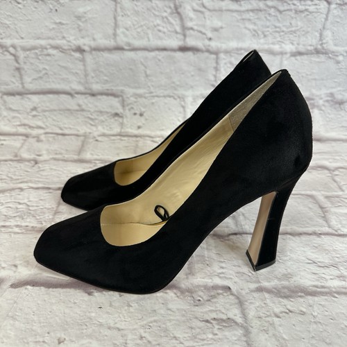 Jessica Simpson US 10M EU 42 Shoes Faux Suede Black Heel Square Toe Stiletto - Picture 2 of 9