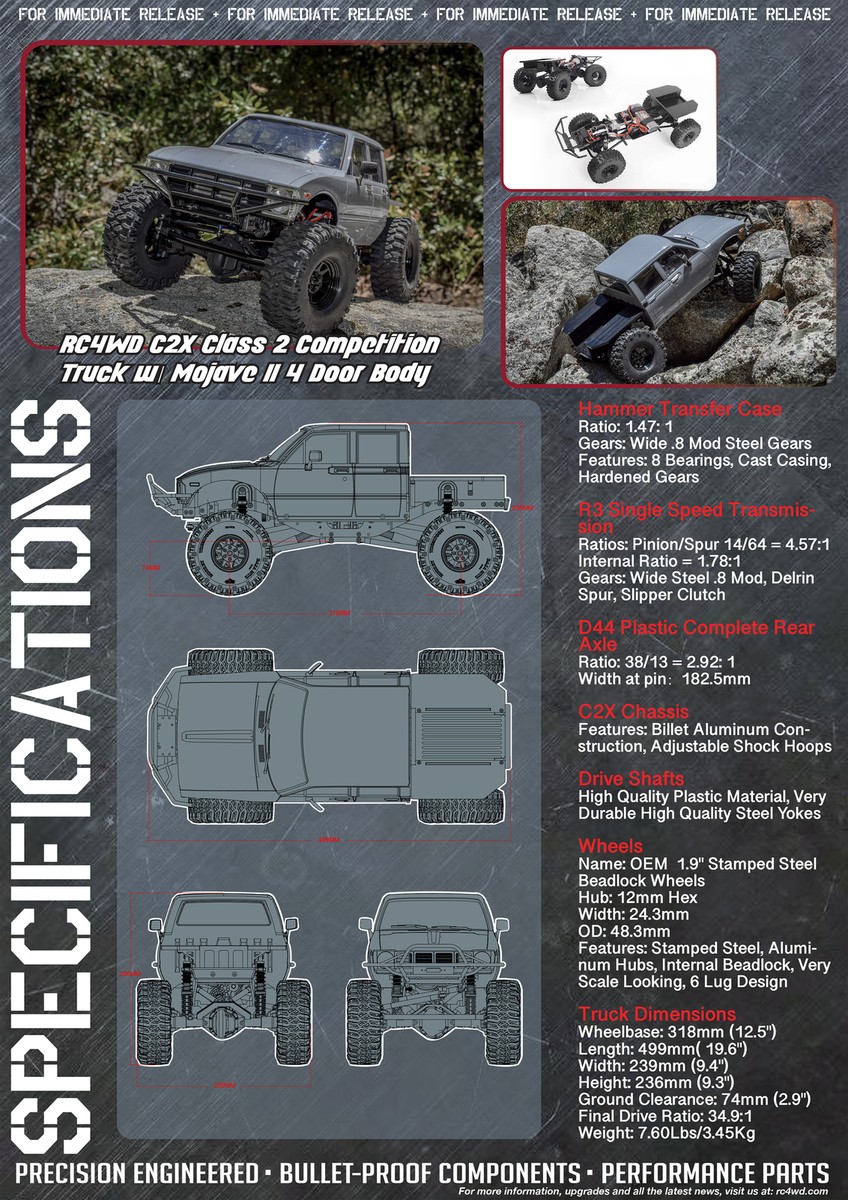 NEW RC4WD C2X Class 2 Competition Truck 4WD RTR w/Mojave II Body