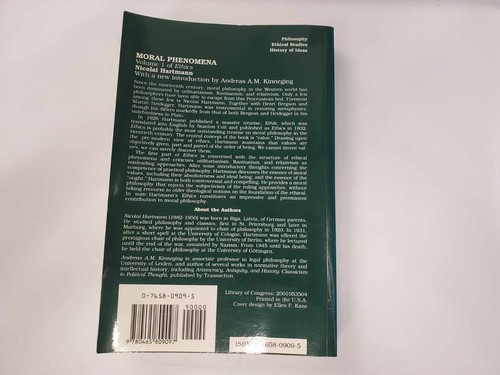 Moral Phenomena Volume One of Ethics, 2nd Printing Paperback Hartmann Nicolai - Picture 2 of 4