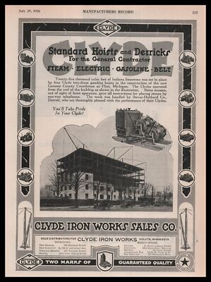 1926 Genesee County Courthouse Flint Michigan Photo Clyde Iron Works Print Ad