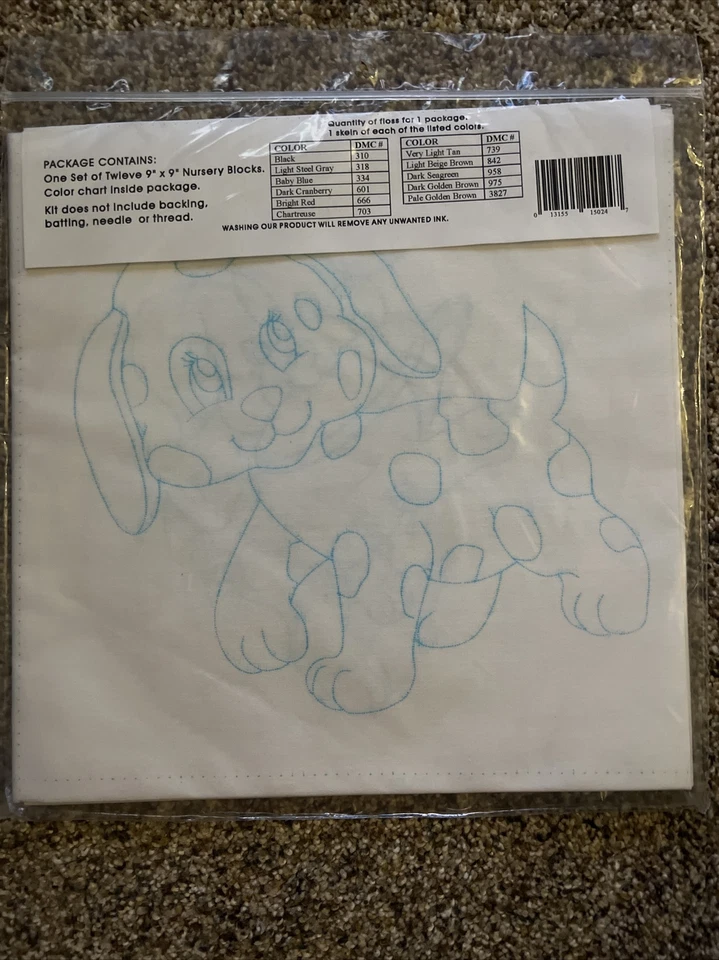 Jack Dempsey Needle Art 9" Nursery Quilt Blocks Puppies #300 24 Blocks - Image 4 of 4