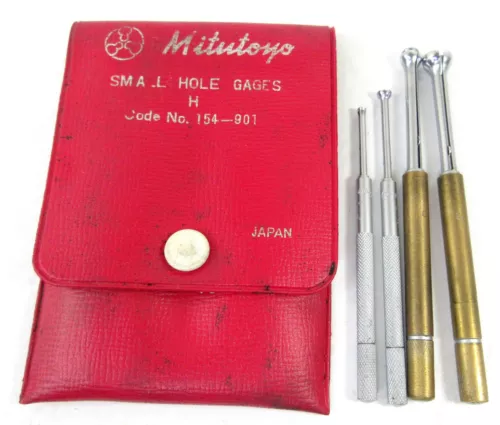 Mitutoyo 154-901 Complete Small Hole Gages Set .2" .3" .4" .5" .125" + Red Pouch