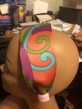 Retro Mod Coral Mulberry Turquoise Italian Silk Charmeuse 2.5" Wide Headband